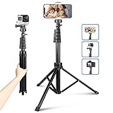 62' Phone Tripod Accessory Kits, Aureday Camera & Cell Phone Tripod Stand with Wireless Remote and Universal Tripod Head Mount, Perfect for Selfies/Video Recording/Vlogging/Live Streaming