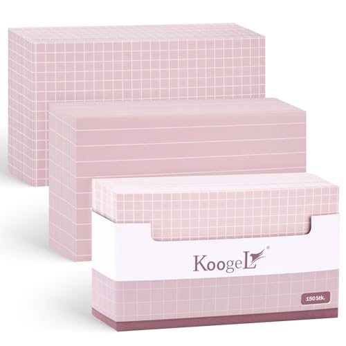 Koogel 150 Karteikarten Liniert & Kariert - 12,7x7,6cm Vokabelkarten