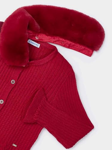 Mayoral Faux Fur Collar Cardigan for Girls Cherry2