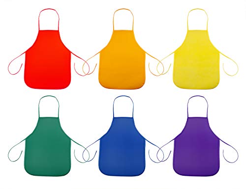 Lyivssuy Children's Artists Fabric Aprons - Classroom,Kitchen, Community Event, Crafts & Art Painting Activity. Safe Clean 12 Pack Assorted Colors #TOP4