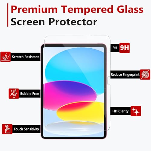 Image of iWishKart Apple iPad 10 (10th Generation) 10.9 inch Tempered Glass Screen Protector Guard Full Screen Coverage Edge to Edge with Easy Installation kit | Anti-Scratch & Smudge Proof | 10.9 Inch | 10th Gen