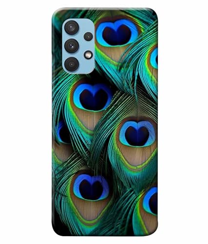 Image of Printed Hard Back Case Cover & Compatible for Samsung Galaxy A32 | Peacock Feather (Multicolor) - D1184
