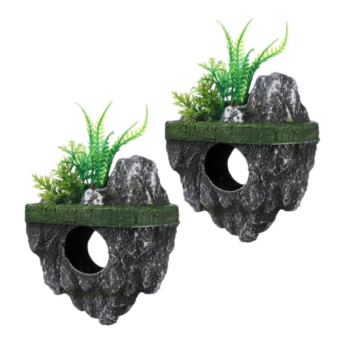 EPIGEIST 2個 水槽用浮遊岩 耐水樹脂製のリアルな質感 自然な立体的水族館装飾 魚の隠れ家として 浮島デザインで水中景観を演出
