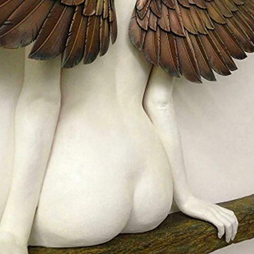 UISI Escultura de parede com arte de anjo 3D, estátua de decoração de parede, estátua de decoração d