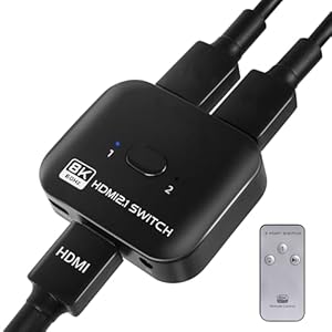 TCNEWCL 8K 60Hz HDMI Switch Splitter 2 in 1 Out mit Netzkabel, 4K 120 Hz HDMI Verteiler für TV/PC/Laptop/DVD/PS4/PS5/Xb... Stick/Blu-Ray-Player/Projektor