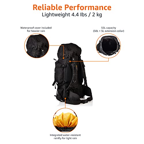 Image of AmazonBasics Internal Frame (Hardback) Hiking Backpack with Raincover