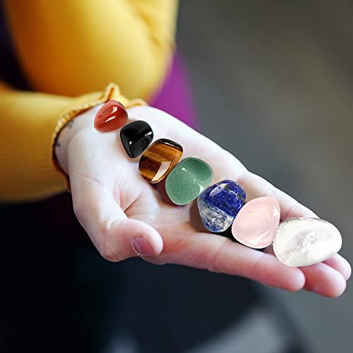 7pcs Crystals for Beginners Natural Stones Set Crystals and Gemstones,7 Chakra Healing Crystal Reiki Puff Pocket Palm Stone for Stress Relief Chakra Balancing Home Decoration Yoga - Image 5