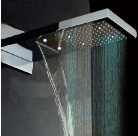 Set robinet de douche cascade pluie 55,9 cm avec mitigeur à LED - 2