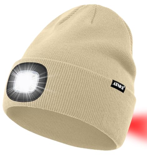ATNKE LED Lighted Beanie Hat,USB Rechargeable 8 LED Red Glow