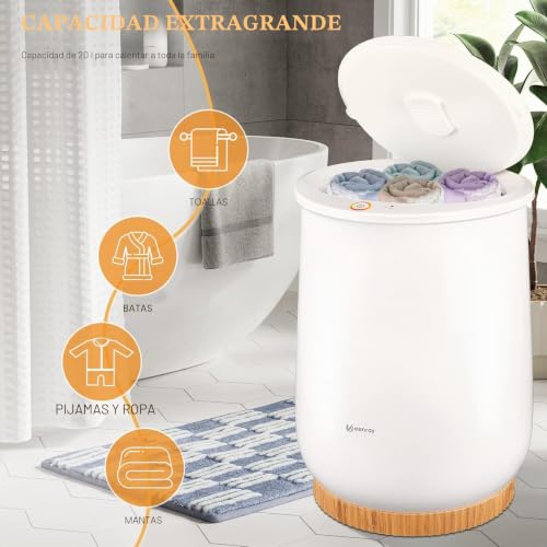 Miniatura 7 de Keenray Cubo Calientatoallas, Electrico Aquecedor Toallas Casa De Baño, Calentador De Toallas Con Control De 1 Botón, Apagado Automático, Apto Para Dos Albornoces Grandes, Mantas, Pijamas Y Más