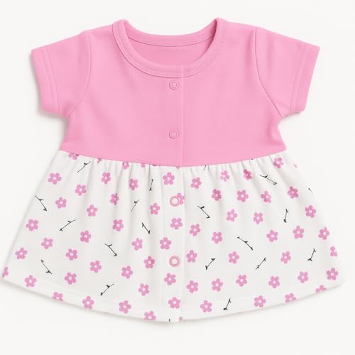 Image of Baby Girl Cotton Frock Dress Half Sleeves Knee Length fit and Flare Frock jhabla Regular fit top