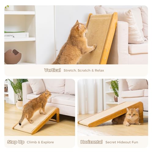 Avont Sisal Cat Scratcher, 25.6 Inch Vertical L Shape Scratching Board with 110° Angled Ramp, Natural Solid Wood with No Mess Scratch Pad for Indoor Cats -Large by Avont - Image 3