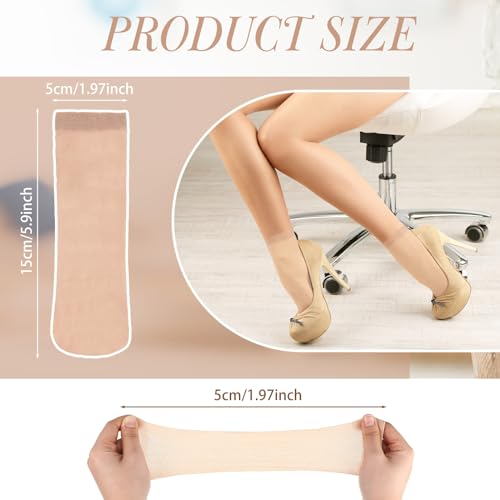 288 Pcs Disposable Foot Socks Beige Tan Slip on Ankle Socks Nylon Footies Nylon Stockings for Try Shoe Men Women, 144 Pairs2