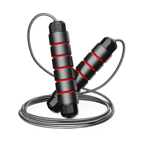 Image of VICTORY Professional Adjustable Skipping Rope Speed Cable With Comfortable Handles Speed Skipping Rope /Exercise Rope For Men, Women Workout (Red)
