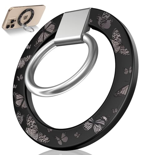 Image of Toycamp Phone Grip Ring Holder Compatible with MagSafe - Magnetic Phone Grip Stand Women Cute Painting Removable Rotatable Magnet Accessories for iPhone 17 Pro Max /16 /15 /14 /13 /12 Series, Butterfly
