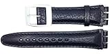  New Condor 19mm (22mm) Sized Genuine Leather Strap Compatible for Swatch® Watch - Black - Chrome Buckle - SC14_01