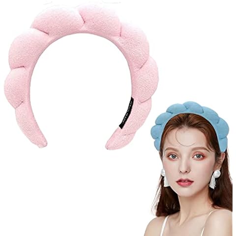 Mimi and Co Spa Headband for Women, Multiple Colour Spa Headband, Sponge & Terry Towel Cloth Fabric Head Band for Skincare, Face Washing, Makeup Removal, Shower, Facial Mask (Pink) Cover