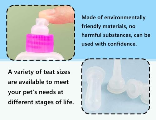 KAPSING Aufzuchtflasche Haustier Set, 60mL Kleine Katze Hunde Aufzuchtflasche, Haustier Babyflasche Kit Für Welpen, Kätzchen und andere Haustiere(Rosa)