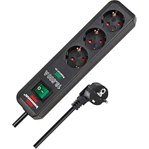Brennenstuhl Eco-Line Steckdosenleiste 3-Fach mit Überspannungsschutz (Mehrfachsteckdose mit erhöhtem Berührungsschutz, Schalter und 1,5m Kabel) anthrazit