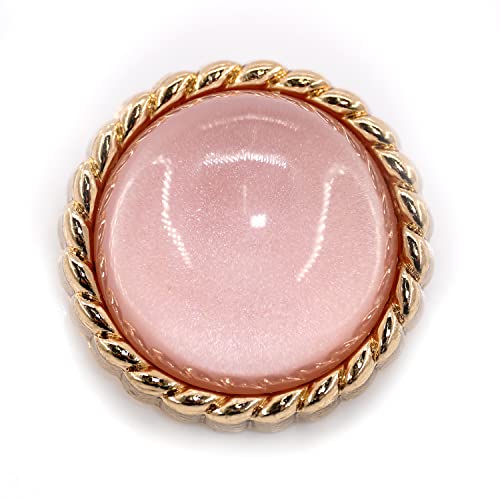 Craftisum 20 Pcs Clear Glass Dome Pink Shimmer Layer Sewing Metal Shank Coat Buttons -25Mm -1" #TOP8