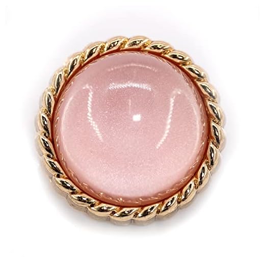 Craftisum 20 pcs Clear Glass Dome Pink Shimmer Layer Sewing Metal Shank Coat Buttons -25mm -1"