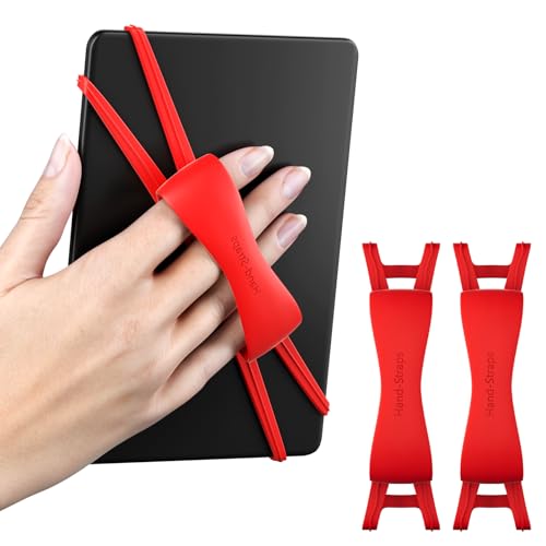 2 Pack Comfortable Hand Strap for Kindle and Tablets, Kindle Accessories for Reading in Bed, Secure and Lightweight Grip Holder for 4.7-8" Tablet/Paperwhite/Kobo/Oasis/E-Book/Phone (Red)