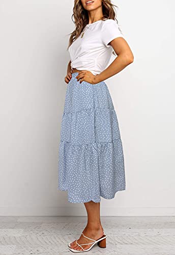 MEROKEETY Women's Boho Leopard Print Skirt Pleated A-Line Swing Midi Skirts