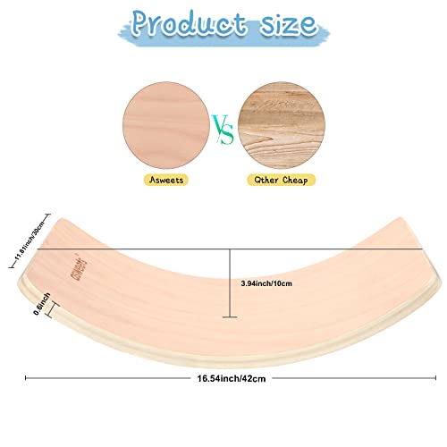 Asweets Wooden Short Wobble Balance Board Kids 17 Inch Rocker Board Natural Wood Toddler Balance Board Open Ended Learning Toy For Easy Storage #TOP1