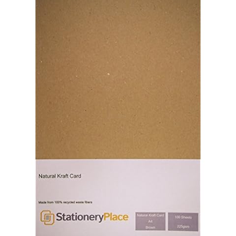 Stationery Place Natural Kraft Card A4 225gsm 100 Sheet Pack Cover