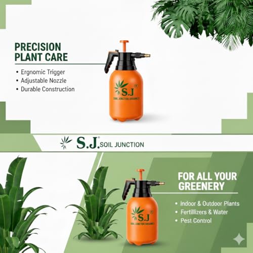 Image of SJ Organics 2L Spray Pump for Plants | Garden Sprayer with Adjustable Brass Nozzle | Plastic Water Spray Bottle for Gardening, Car & Bike Wash | Leak-Proof Plant Watering pump, Easy-Fill Water Sprayer