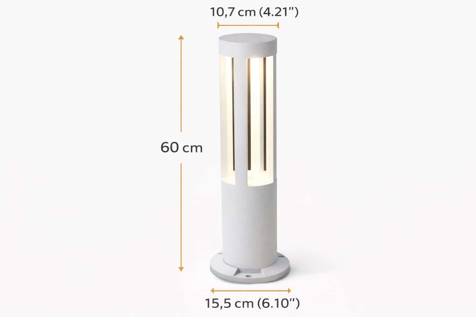Lampione Da Giardino TEKHOME IP54 E27 | Paletto In Alluminio Per Vialetti, Cortile E Terrazzo | Max 60W | Design Moderno Bianco