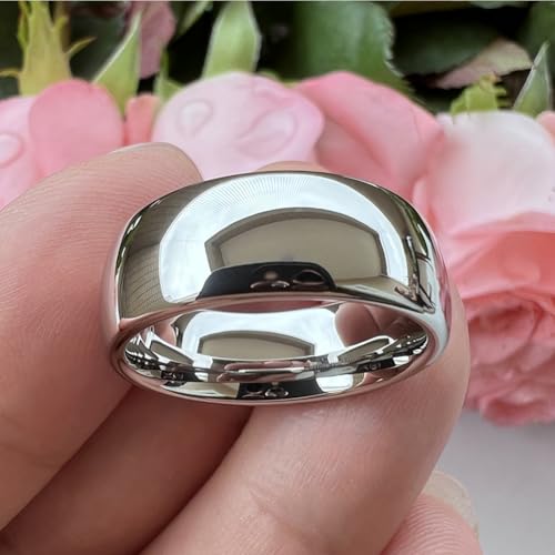 Image of TUTISS 2mm 3mm 4mm 5mm 6mm 7mm 8mm 10mm White Tungsten Rings for Men Women Engagement Wedding Bands Domed Polished Shiny Comfort Fit