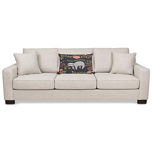 Ekobla Throw Pillow Cover Cute Sloth On The Tree Follow Your Dreams Letter Quote Funny Animal Floral Branch Leaf Decor Lumbar Pillow Case Cushion For Sofa Couch Bed Standard Queen Size 20X30 Inch #TOP2