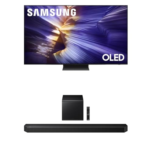 Image of Samsung 77-Inch Class OLED S90F 4K Smart TV (2025 Model) NQ4 AI Gen3 Processor, 4K AI Upscaling Pro+ Samsung Q800F 5.1.2ch Q Series Soundbar + Subwoofer, Wireless Dolby Atmos (HW-Q800F, 2025)