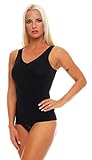 2 Stück Damen Form-Unterhemden Shapewear schwarz sanft formend kaschiert Taille und Bauch ohne Nähte Seamless Gr. 40-42