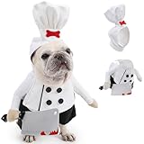 Dog Chef Costume - Halloween Scary Dog Costume with Knife and Hat, Pet Murderer Costumes Killer Cosplay Outfit with Arms, Trimmable Hook & Loop Fastener for Fitting Small Medium Large Dogs