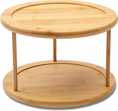 Bellsal Lazy Susan 2 Tier Turntable Cabinet Organizer Spice Rack Removable Spinning Tray Organizer For Kitchen Cabinet 10 Inch 360 Degree #TOP23
