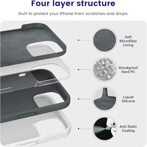 Image of Silicone Case compitable for iPhone 15, Light Blue Protective Cover with Camera Protection Smooth and Soft (Stone Gray)