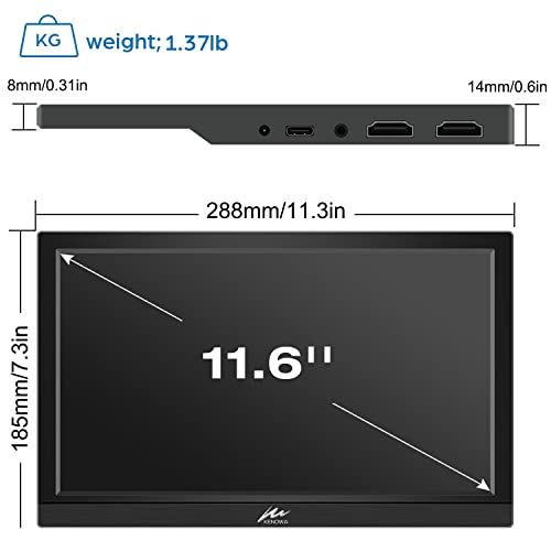 Kenowa Portable Monitor HDMI 11.6 Inch Extend Display FHD 1366 * 768P - Image 2