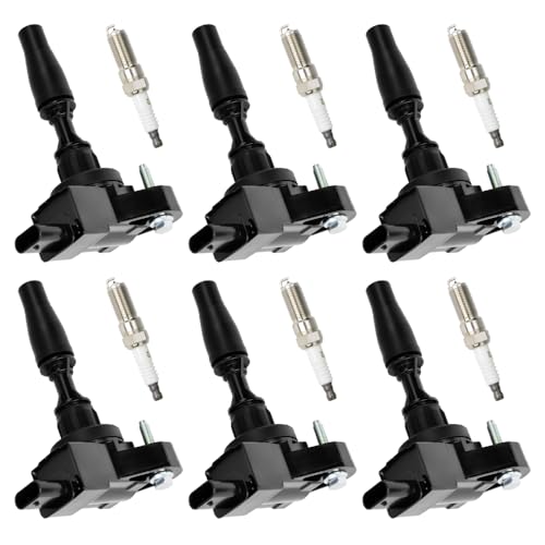 Image of Set of 6 Ignition Coils Pack UF830 12666339 with Iridium Spark Plugs Compatible with 2016-2020 Buick Cadillac Blazer Camaro GMC Acadia Canyon ATS CT6 CTS XT5 3.6L 2.0L 2.5L V6