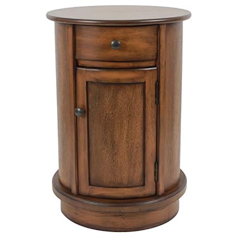 Decor Therapy Keaton Round Storage Side Table, Honeynut Cover