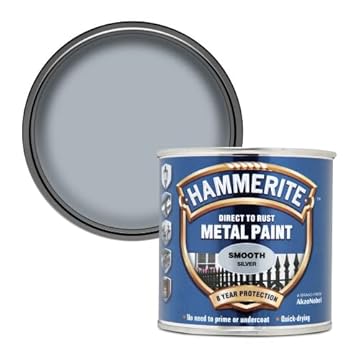 Hammerite Direct to Rust Metal Paint Smooth Silver Finish 250ml – Durable Protective Coating for Indoor & Outdoor Metal Surfaces, Quick Drying, Long-Lasting Rust Protection