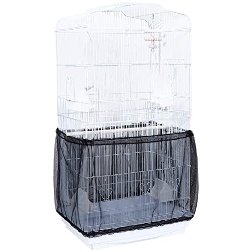 Frahou 2X VogelkäFig Abdeckung Samen Fänger VogelkäFig Nylon Mesh Netz Abdeckung Rock Bewachen (Schwarz)-5