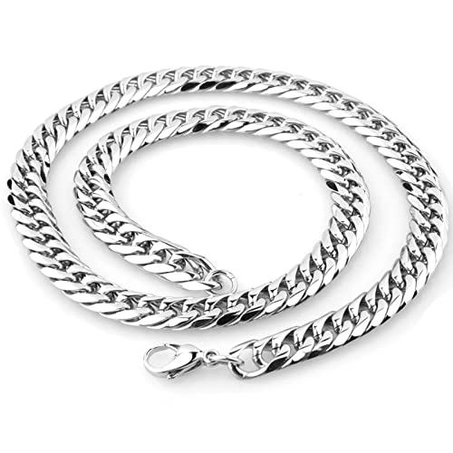Bcughia Chain Necklace Thick Rock Necklace Silver Curb 21mm Stainless Steel Chain Promise Gifts for Boyfriends 24 (60cm)