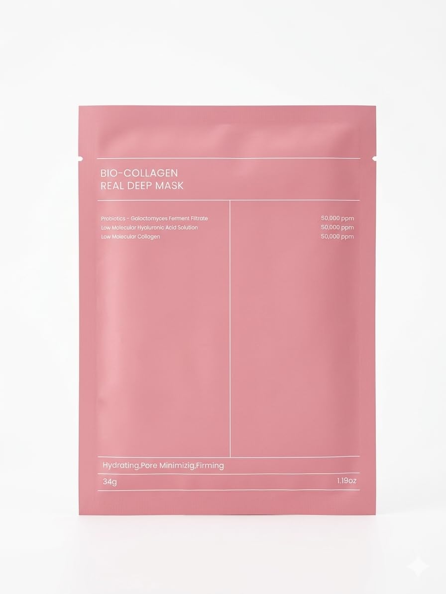 Bio-Collagen Real Deep Mask – Hydrating Anti-Aging Overnight Facial Sheet Mask | Korean Skincare (K-Beauty) for Firming & ...