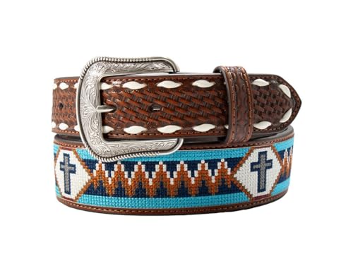 3D Western Belt Mens Southwest Inlay Cross Multi-Color D100019197