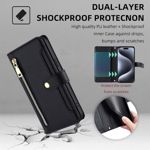 MOJIA Case for Sony Xperia 1 VI, Premium PU Leather Wallet Case Flip Phone Cover with Shoulder Strap and Wrist Strap - Image 4
