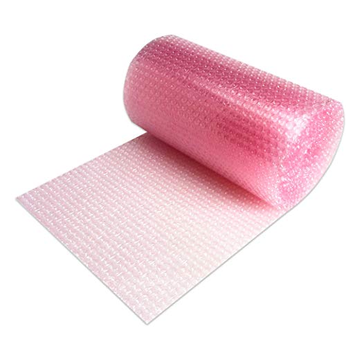 Mighty Gadget Anti-Static Bubble Cushioning Wrap Rolls, 3/16" X 12" X 20' Ft, Perforated Every 12" For Packaging, Shipping, Mailing (Pink) #TOP1