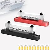 PSEQT 6 Terminal Bus Bar Ground Power Distribution Terminal Block Bus Bar with Cover for Auto Marine...