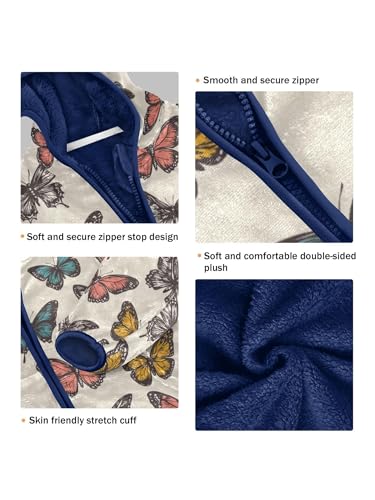 Colorful Butterflies Girls Fleece Jacket Girls Fall Jacket Boys Coats Zip Up Hoodie Children Sherpa Warm Outerwear 2-10T3